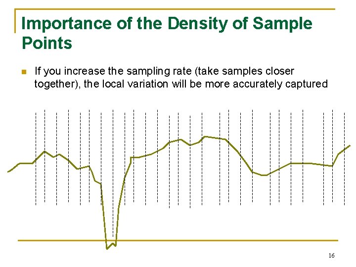 Importance of the Density of Sample Points n If you increase the sampling rate