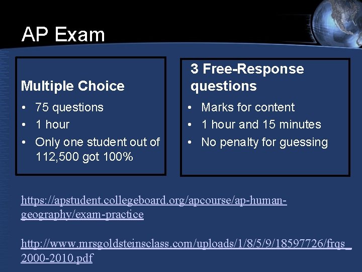 AP Exam Multiple Choice • 75 questions • 1 hour • Only one student AP Exam Multiple Choice • 75 questions • 1 hour • Only one student