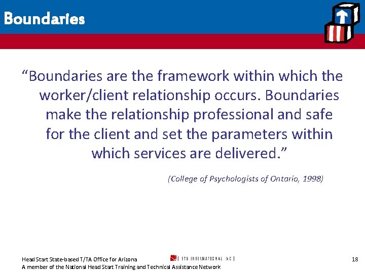 Boundaries “Boundaries are the framework within which the worker/client relationship occurs. Boundaries make the