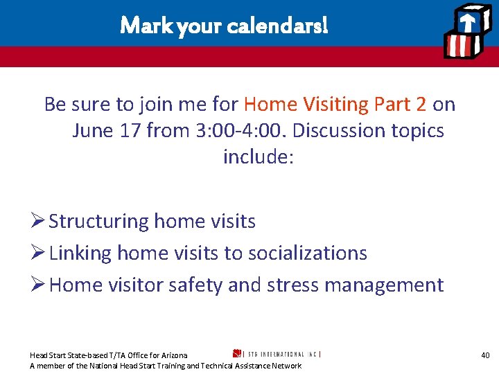 Mark your calendars! Be sure to join me for Home Visiting Part 2 on