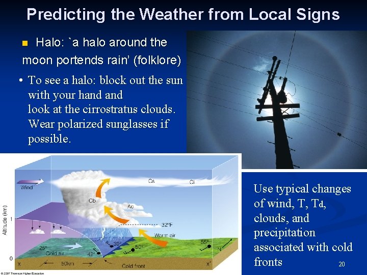Predicting the Weather from Local Signs Halo: `a halo around the moon portends rain’