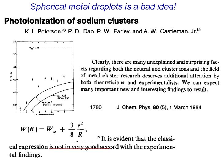 Spherical metal droplets is a bad idea! 