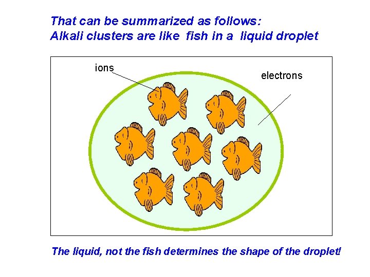 That can be summarized as follows: Alkali clusters are like fish in a liquid