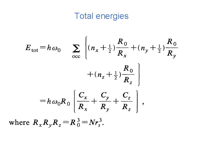 Total energies 