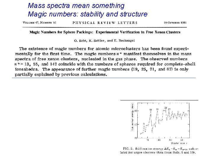 Mass spectra mean something Magic numbers: stability and structure 