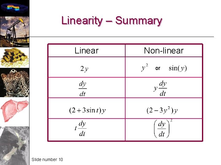 Linearity – Summary Linear Non-linear or Slide number 10 