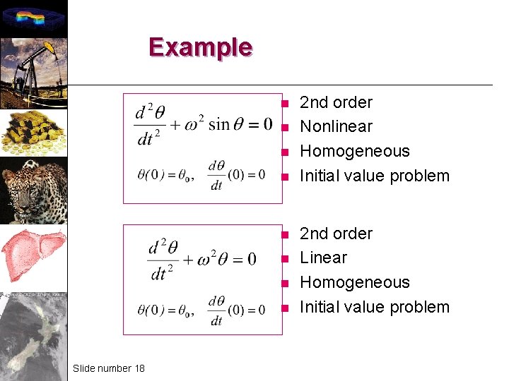 Example n n n n Slide number 18 2 nd order Nonlinear Homogeneous Initial