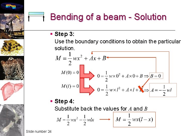 Bending of a beam - Solution § Step 3: Use the boundary conditions to