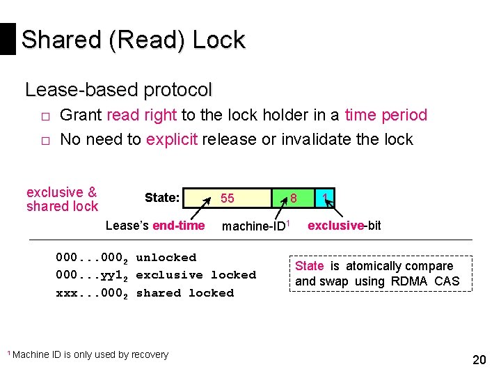 Shared (Read) Lock Lease-based protocol □ Grant read right to the lock holder in