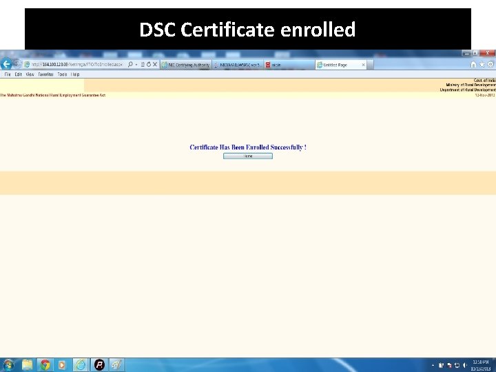 DSC Certificate enrolled 