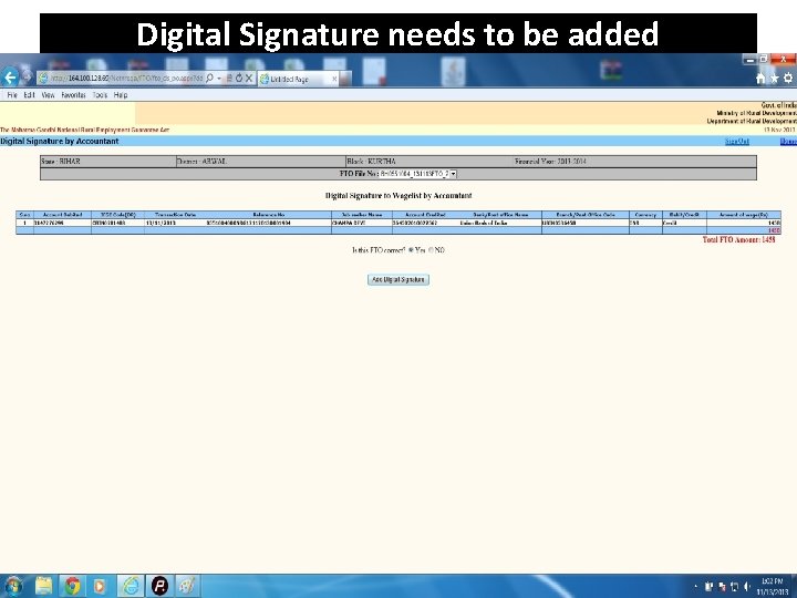 Digital Signature needs to be added 