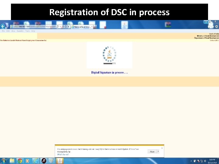 Registration of DSC in process 