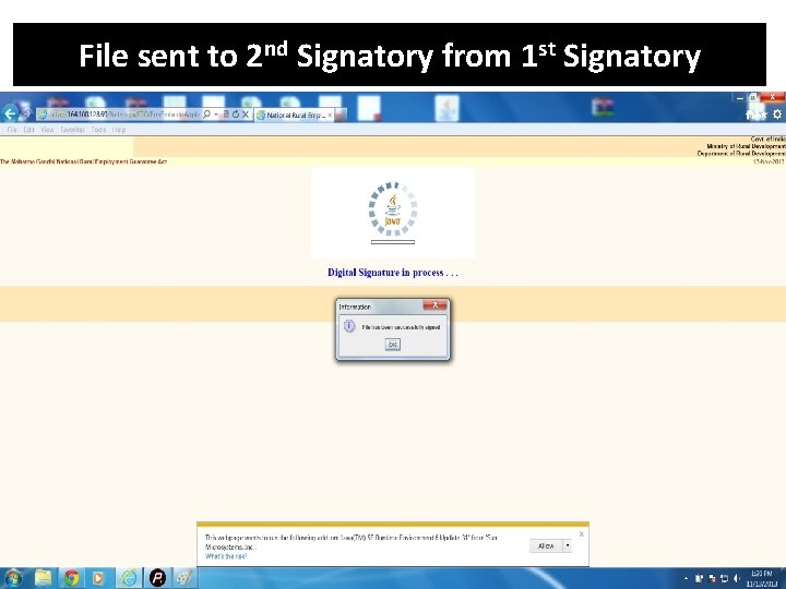 File sent to 2 nd Signatory from 1 st Signatory 