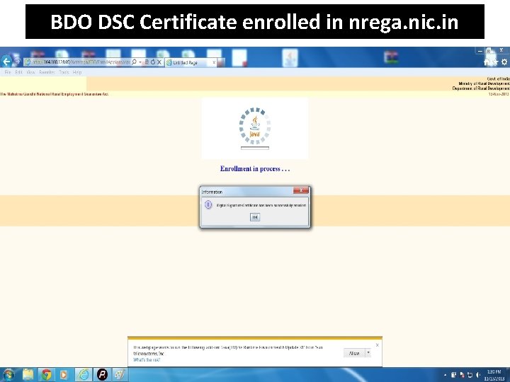 BDO DSC Certificate enrolled in nrega. nic. in 