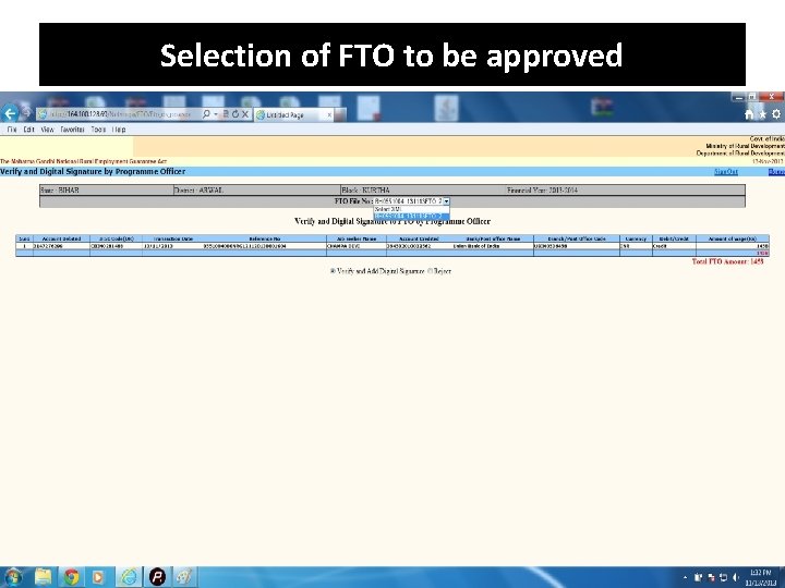 Selection of FTO to be approved 