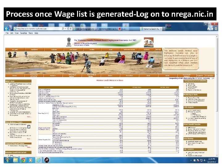 Process once Wage list is generated-Log on to nrega. nic. in 