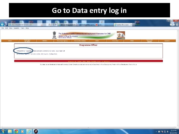Go to Data entry log in 