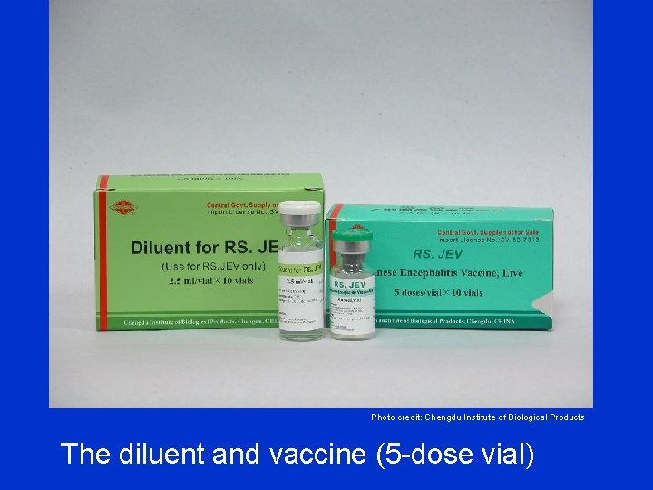 Photo credit: Chengdu Institute of Biological Products The diluent and vaccine (5 -dose vial)