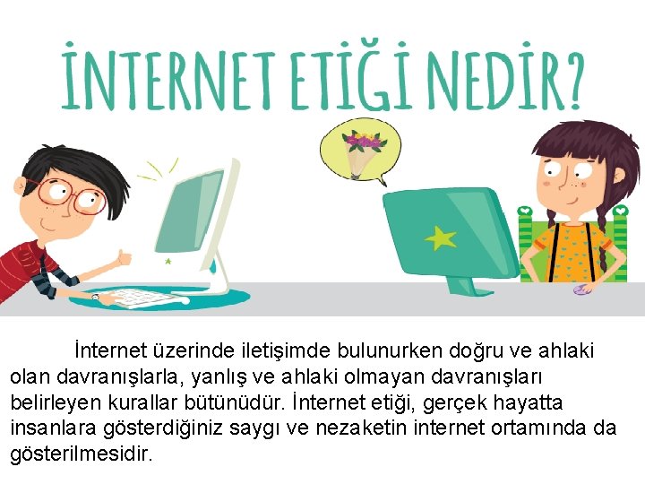 İnternet üzerinde iletişimde bulunurken doğru ve ahlaki olan davranışlarla, yanlış ve ahlaki olmayan davranışları