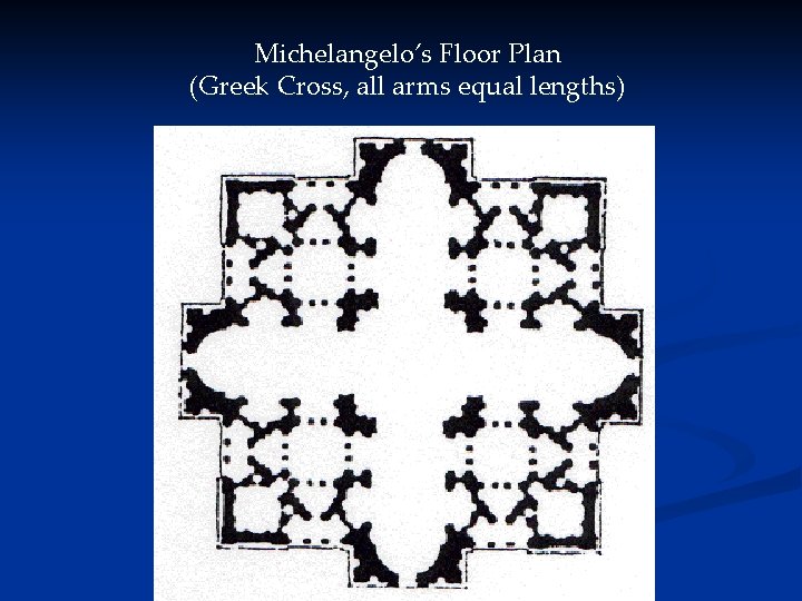 Michelangelo’s Floor Plan (Greek Cross, all arms equal lengths) 