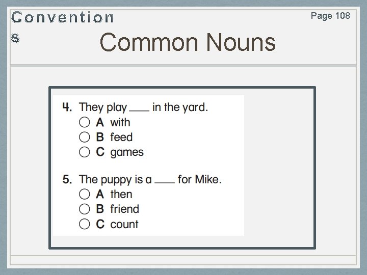 Page 108 Common Nouns 