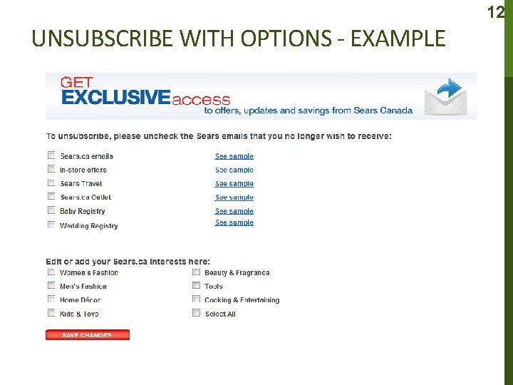 12 UNSUBSCRIBE WITH OPTIONS - EXAMPLE 