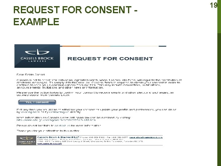 REQUEST FOR CONSENT EXAMPLE 19 