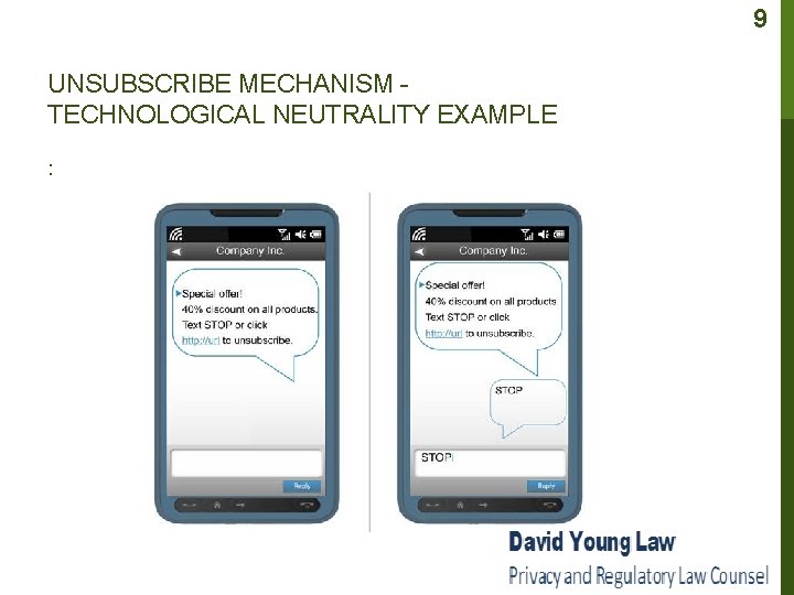 9 UNSUBSCRIBE MECHANISM TECHNOLOGICAL NEUTRALITY EXAMPLE : 