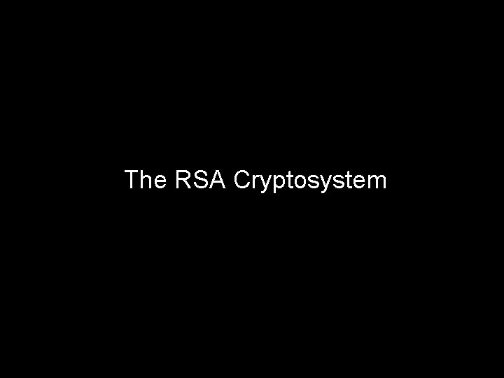 The RSA Cryptosystem 