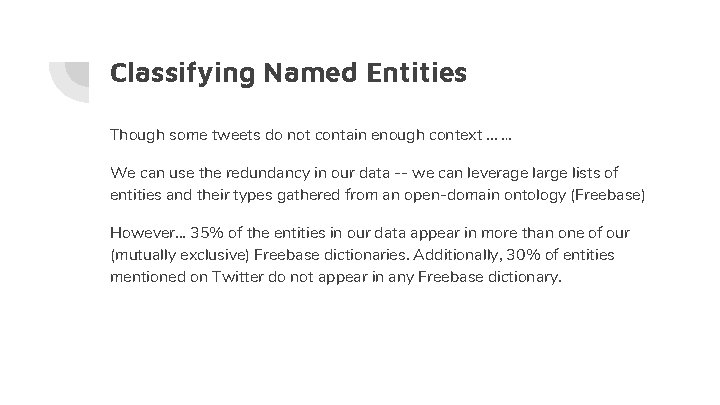 Classifying Named Entities Though some tweets do not contain enough context. . . …