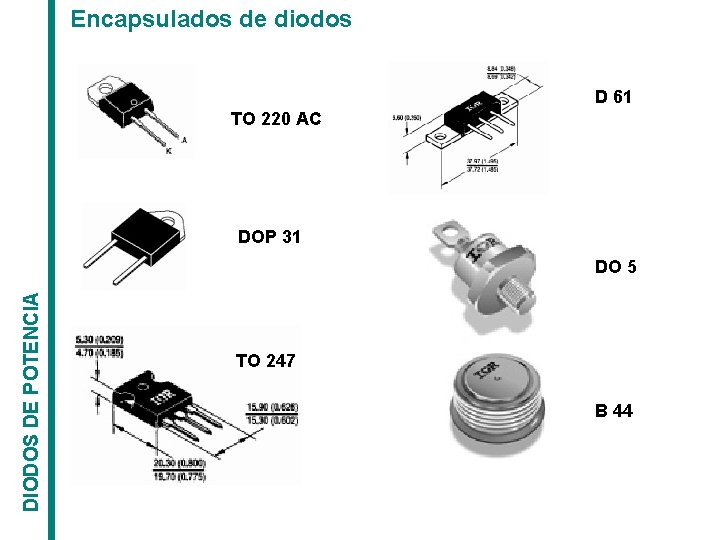 Encapsulados de diodos D 61 TO 220 AC DOP 31 DIODOS DE POTENCIA DO