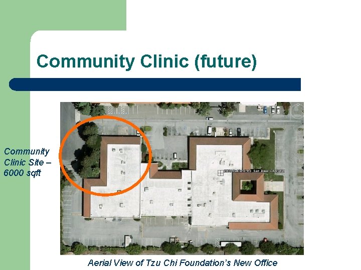 Community Clinic (future) Community Clinic Site – 6000 sqft Aerial View of Tzu Chi