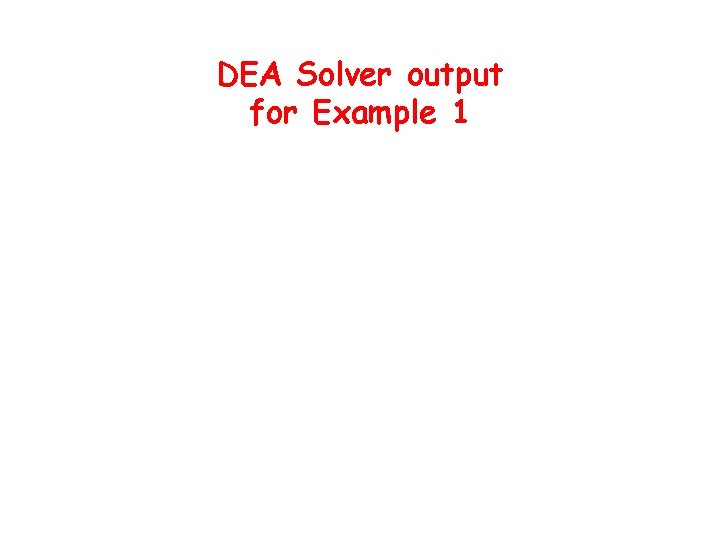 DEA Solver output for Example 1 