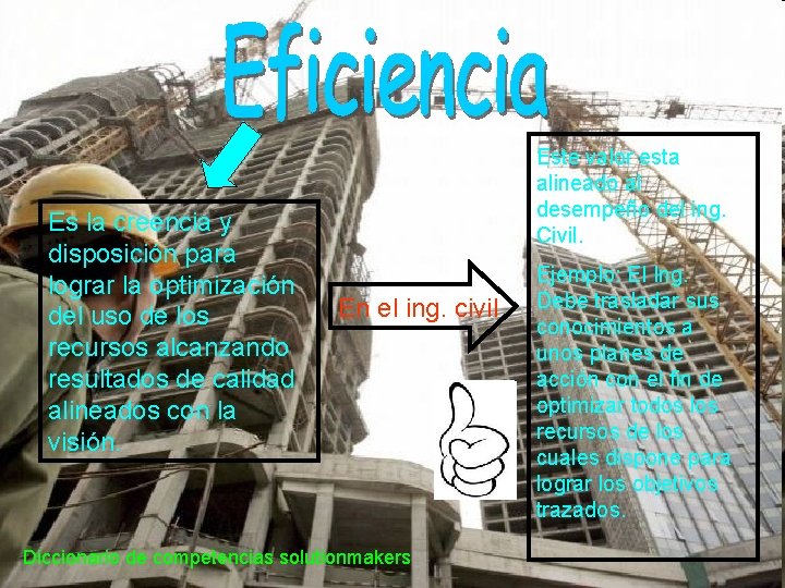 Es la creencia y disposición para lograr la optimización del uso de los recursos