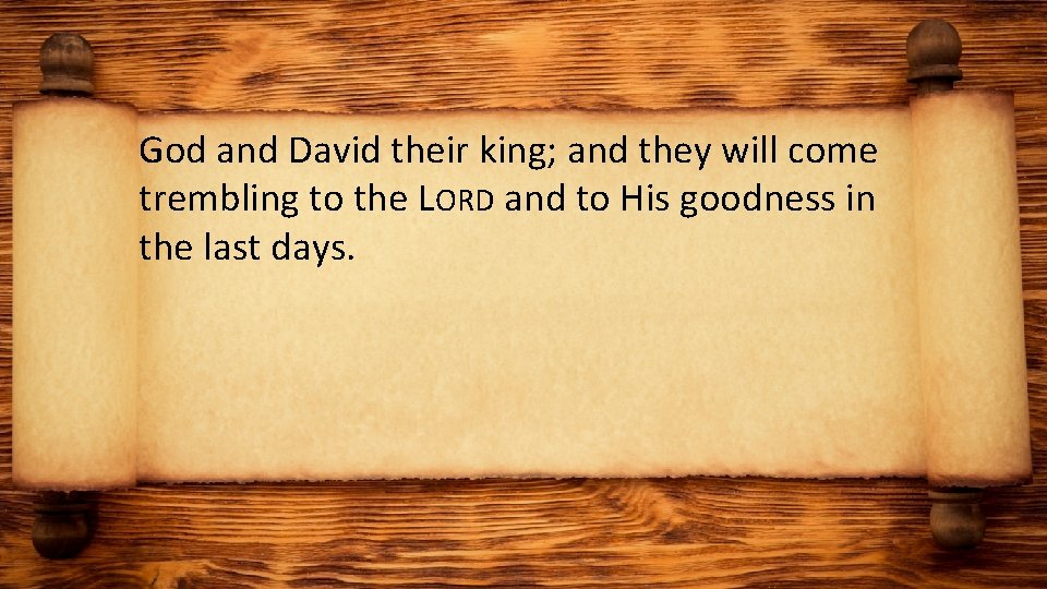 God and David their king; and they will come trembling to the LORD and