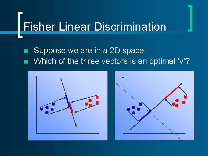 Fisher Linear Discrimination n n Suppose we are in a 2 D space Which Fisher Linear Discrimination n n Suppose we are in a 2 D space Which