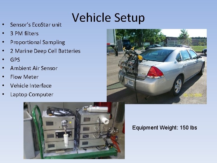  • • • Vehicle Setup Sensor’s Eco. Star unit 3 PM filters Proportional