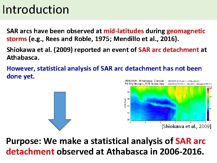 Introduction SAR arcs have been observed at mid-latitudes during geomagnetic storms (e. g. ,