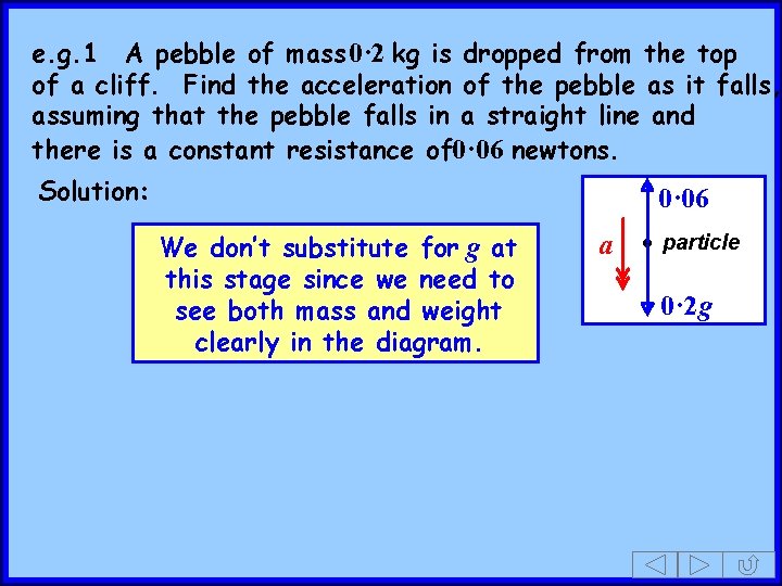 e. g. 1 A pebble of mass 0· 2 kg is dropped from the