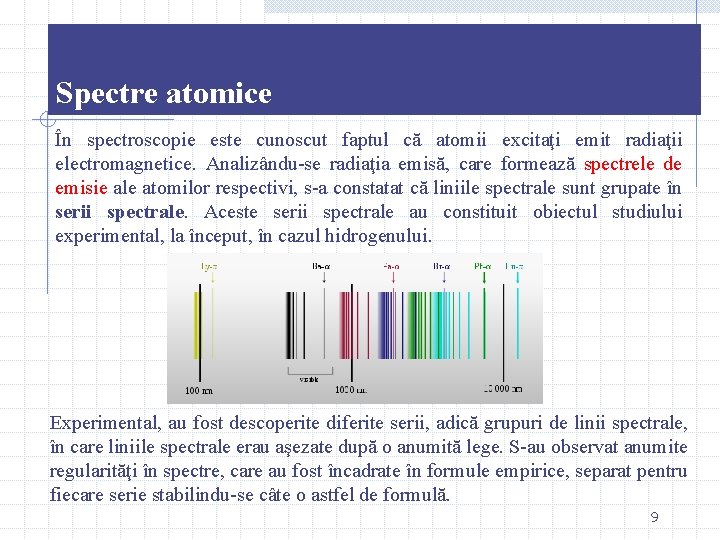 Spectre atomice În spectroscopie este cunoscut faptul că atomii excitaţi emit radiaţii electromagnetice. Analizându-se