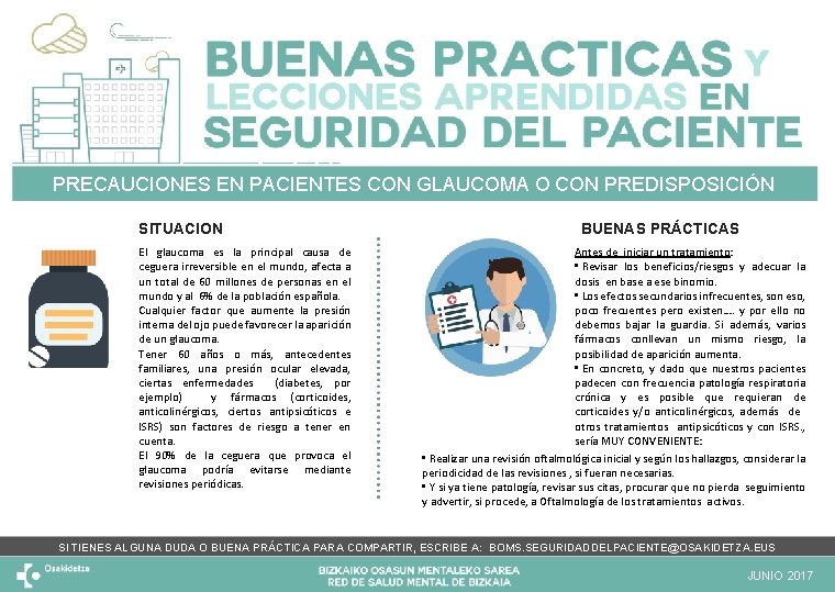 PRECAUCIONES EN PACIENTES CON GLAUCOMA O CON PREDISPOSICIÓN SITUACION El glaucoma es la principal