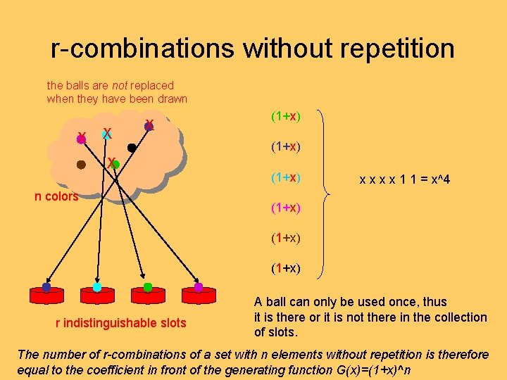 r-combinations without repetition the balls are not replaced when they have been drawn X