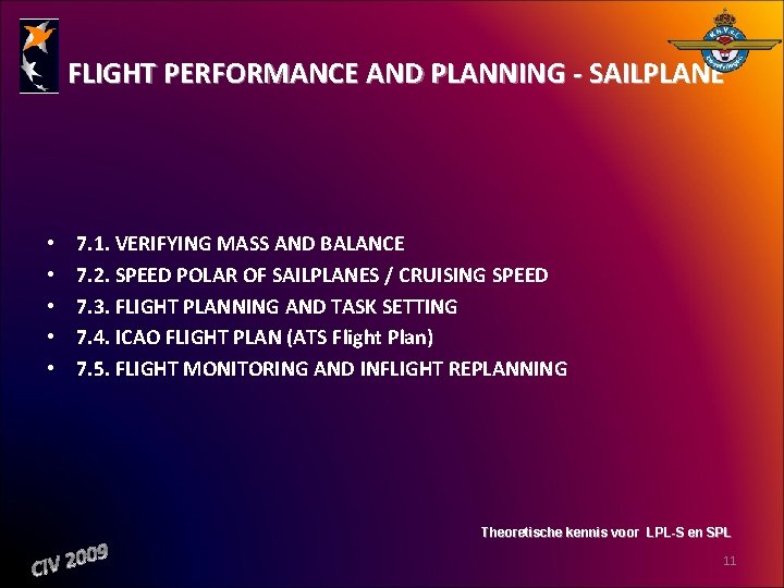 FLIGHT PERFORMANCE AND PLANNING SAILPLANE • • • 7. 1. VERIFYING MASS AND BALANCE