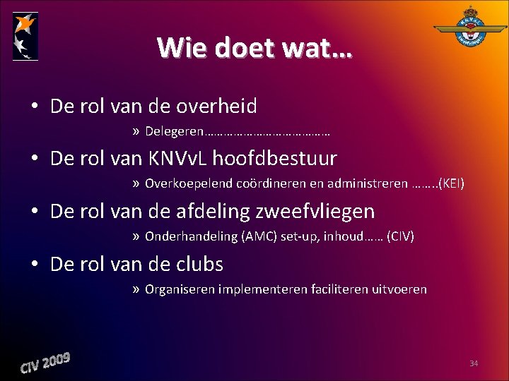 Wie doet wat… • De rol van de overheid » Delegeren………………… • De rol