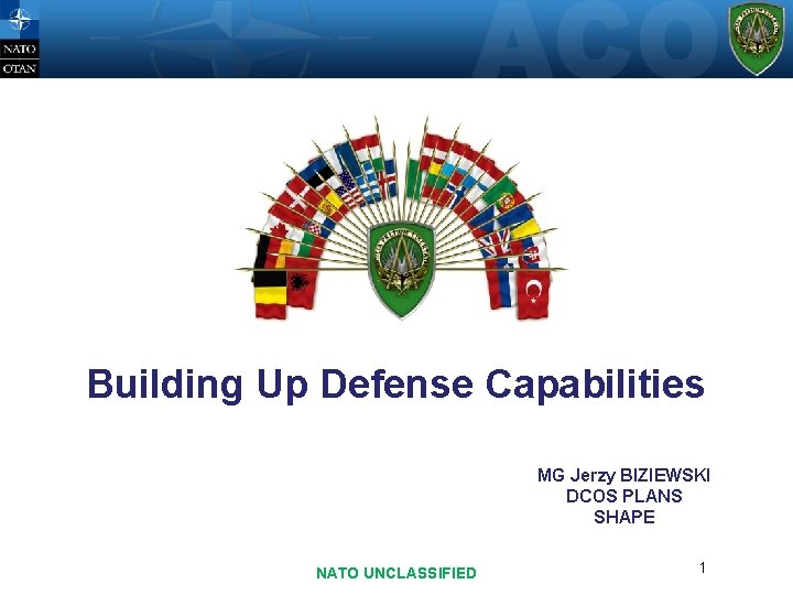 Building Up Defense Capabilities MG Jerzy BIZIEWSKI DCOS PLANS SHAPE NATO UNCLASSIFIED 1 