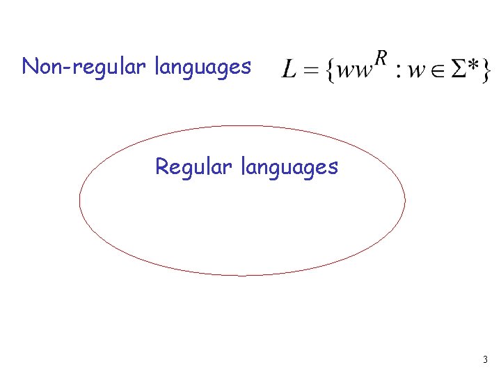 Non-regular languages Regular languages 3 