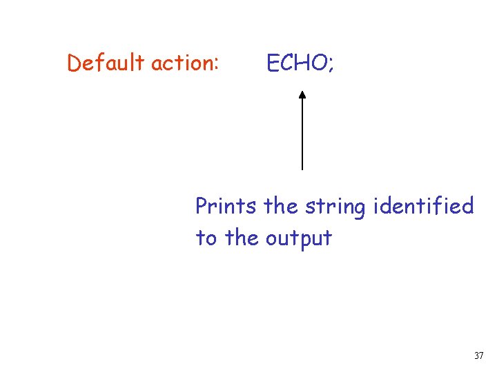 Default action: ECHO; Prints the string identified to the output 37 