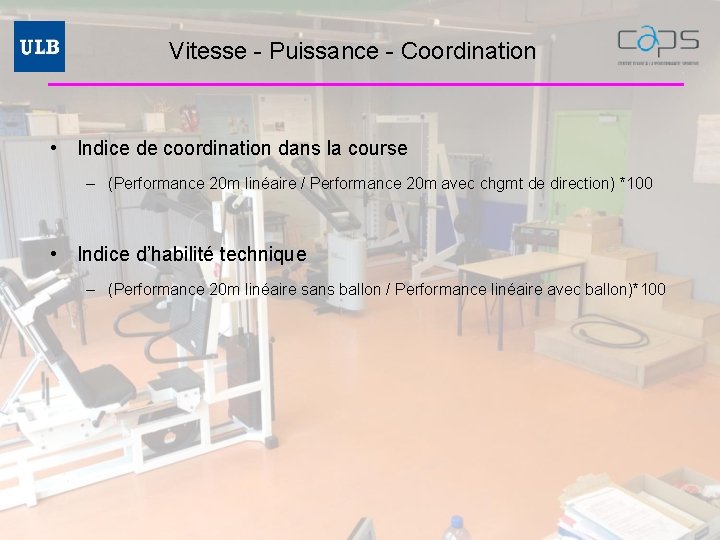 Vitesse - Puissance - Coordination • Indice de coordination dans la course – (Performance