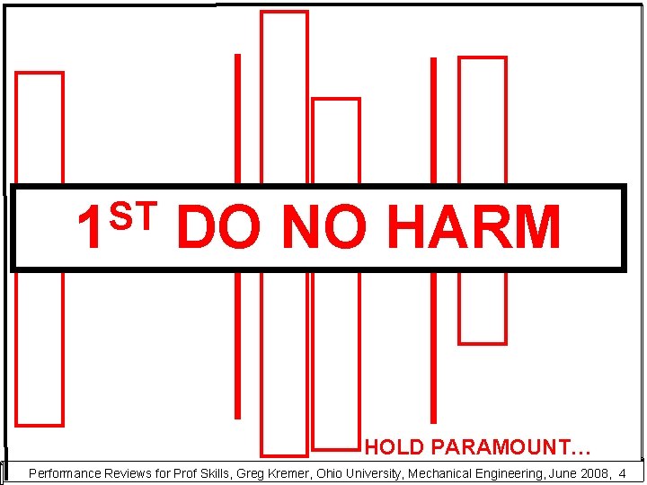 ST 1 DO NO HARM HOLD PARAMOUNT… Performance Reviews for Prof Skills, Greg Kremer,