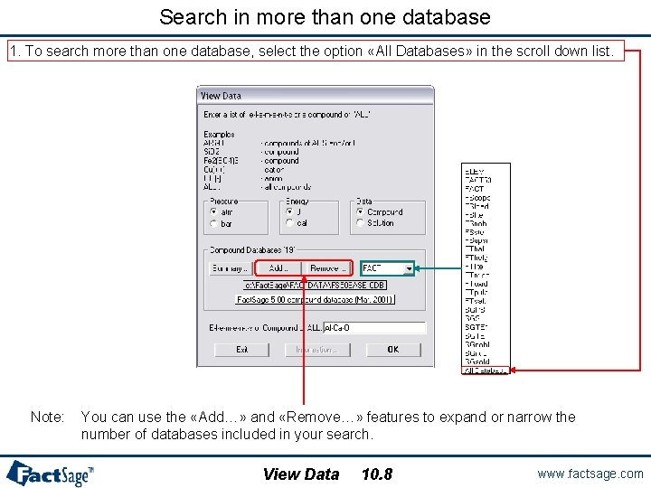 Search in more than one database 1. To search more than one database, select